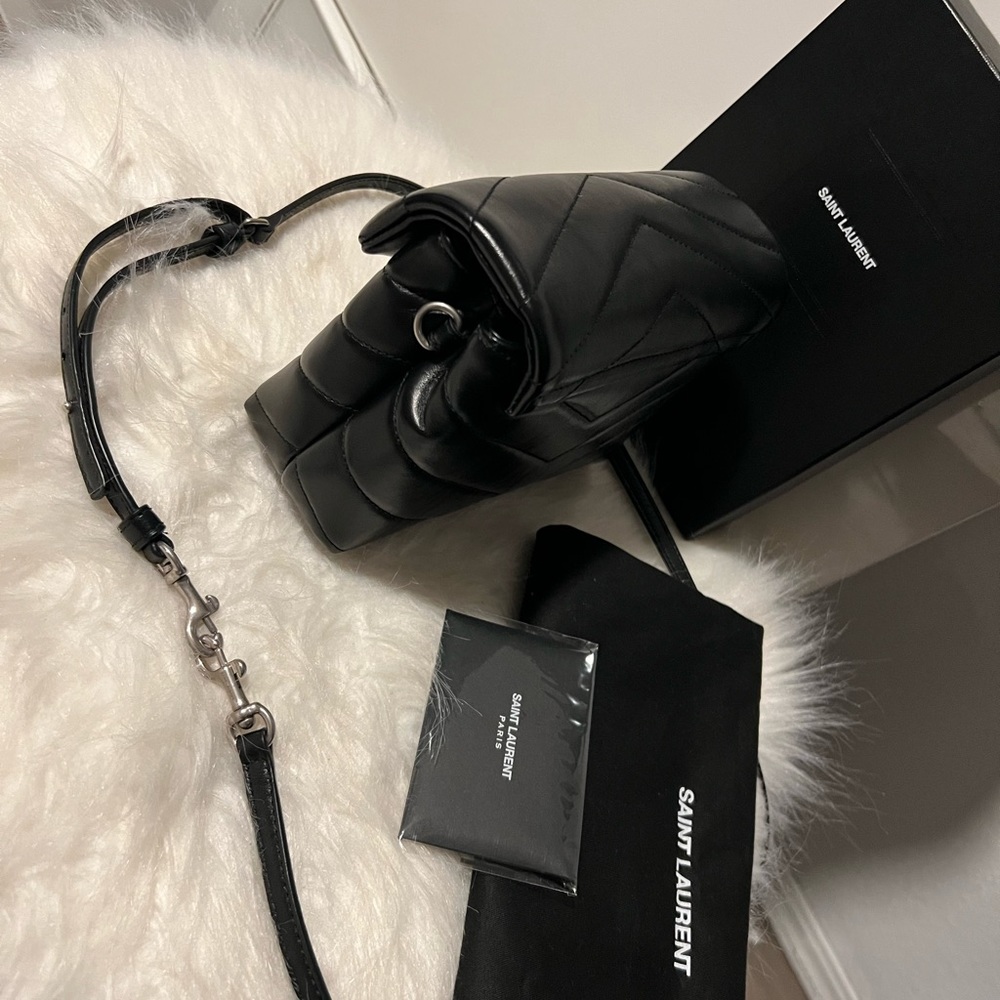 Saint Laurent crossbody bag in signature stitched Y-quilted leather.